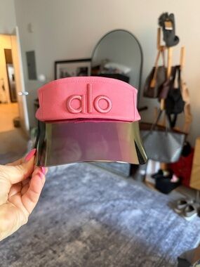 ALO Yoga Pink Visor with Iridescent Shield